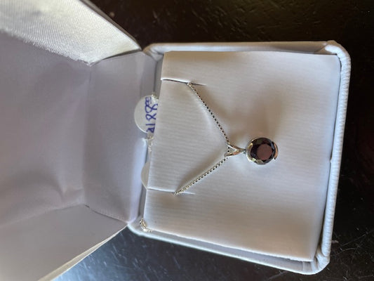 Garnet 7mm bezel set facet pendant