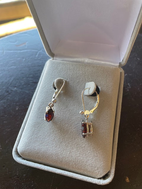Garnet marquise dangle earrings