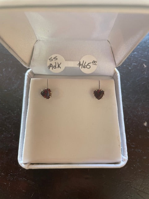 Garnet trillium cut post earrings